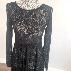 Gothic style high necked lace dress with long sleeves